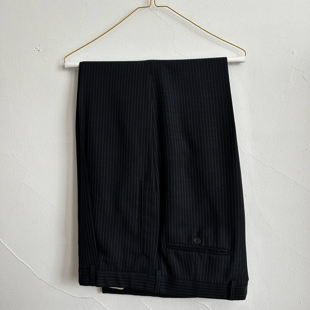 *Classic Black Pinstripe* GB Baroni Trouser Pants (100% Wool)